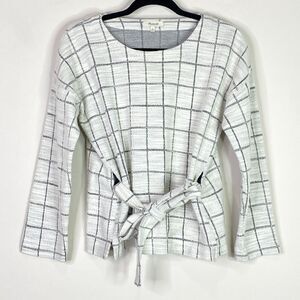 Madewell Windowpane Tie Front Sweater Top Women's Size Small